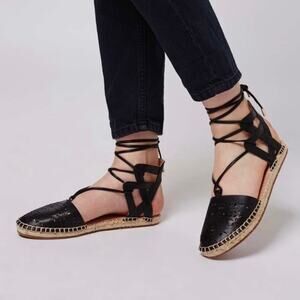 Topshop Eve Lazer Cutout Espadrille Flats Black